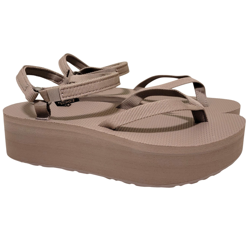 Teva Women Flatform Slim Platform Sport Thong Sandals Caribou Brown Size US 8